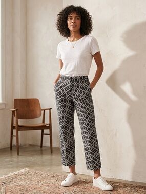 VTG Talbots Retro Rare Y2K Monochrome Preppy Embroidered Silk Blend Pant Sz 6P